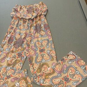 Strapless women’s pants jumper /one piece groovy pattern retro vibes